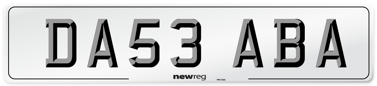 DA53 ABA Number Plate from New Reg